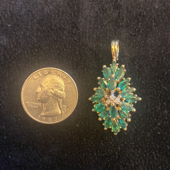 14kt gold emerald and diamond enhancer - Picture 9 of 9